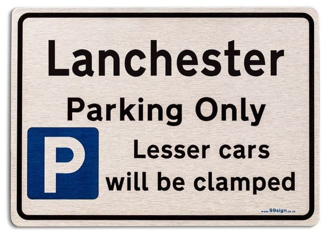 Gift for Lanchester car owner | New Parking only Sign | Metal face Brushed Aluminium