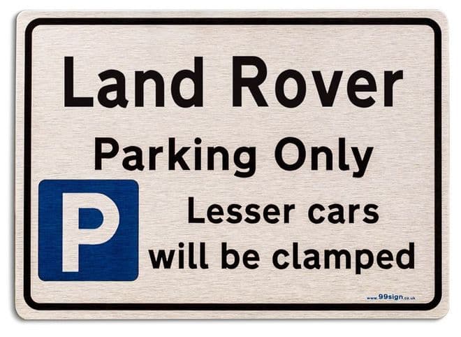 Gift for Land Rover car owner | New Parking only Sign | Metal face Brushed Aluminium