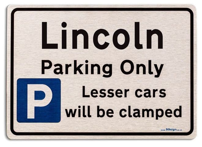 Gift for Lincoln car owner | New Parking only Sign | Metal face Brushed Aluminium