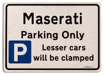 Gift for Maserati car owner | New Parking only Sign | Metal face Brushed Aluminium