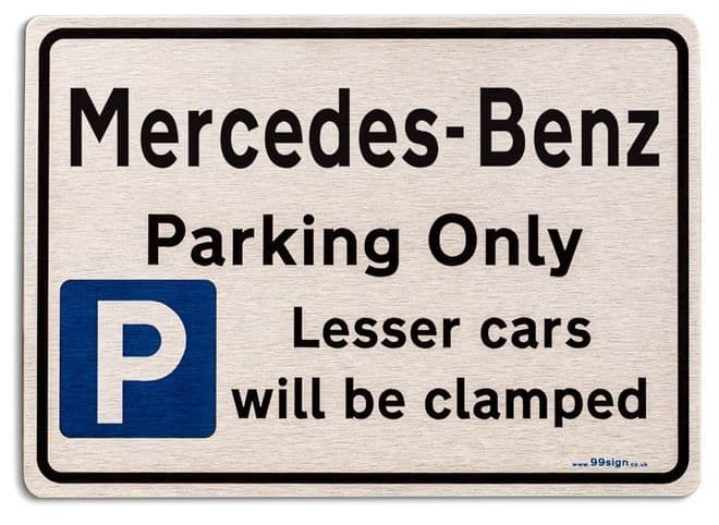 Gift for Mercedes-Benz car owner | New Parking only Sign | Metal face Brushed Aluminium