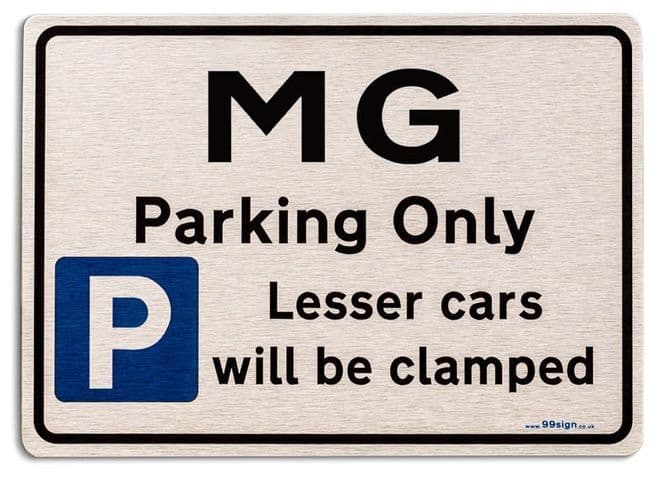 Gift for MG car owner | New Parking only Sign | Metal face Brushed Aluminium