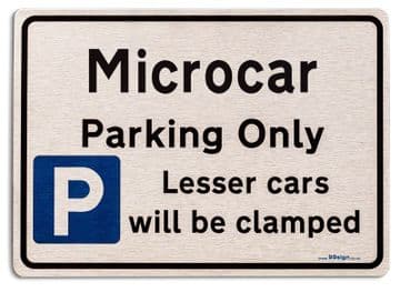 Gift for Microcar car owner | New Parking only Sign | Metal face Brushed Aluminium