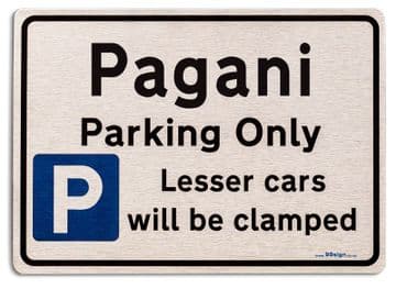 Gift for Pagani car owner | New Parking only Sign | Metal face Brushed Aluminium