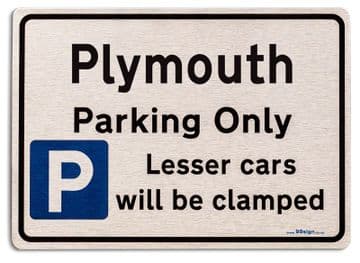 Gift for Plymouth car owner | New Parking only Sign | Metal face Brushed Aluminium