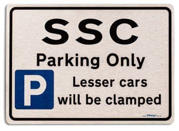 Gift for SSC car owner | New Parking only Sign | Metal face Brushed Aluminium