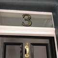 Gold leaf style House Number size Small for inside Door  Glass fitting  -Reveres Cut