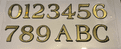 Gold leaf style House Number size Small for inside Door  Glass fitting  -Reveres Cut