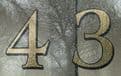 Gold leaf style House Number size Small for inside Door  Glass fitting  -Reveres Cut