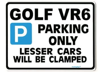 Golf VR6 Large Metal ParkingSign for vw volkswagen