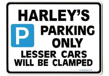 HARLEY'S Personalised Gift |Unique Present for Him | Parking Sign - Size Large - Metal faced
