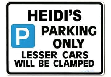 HEIDI'S Personalised Parking Sign Gift | Unique Car Present for Her | Size Large - Metal faced