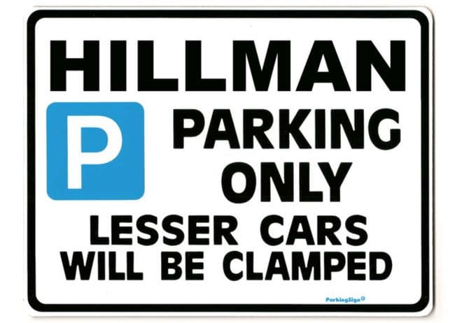 HILLMAN Large metal Sign for hunter avenger minx super