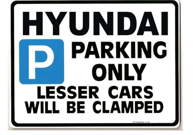 HYUNDAI Car Parking Sign - Gift for lantra accent matrix santa models - Size Large 205 x 270mm