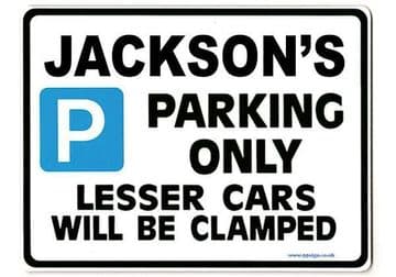JACKSON'S Personalised Gift |Unique Present for Him | Parking Sign - Size Large - Metal faced