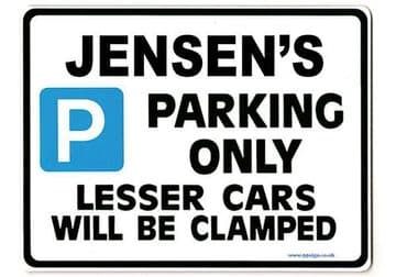 JENSEN'S Personalised Gift |Unique Present for Him | Parking Sign - Size Large - Metal faced