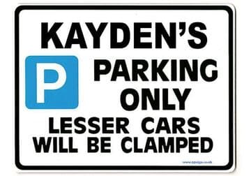 KAYDEN'S Personalised Gift |Unique Present for Him | Parking Sign - Size Large - Metal faced