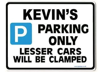 KEVIN'S Personalised Gift |Unique Present for Him | Parking Sign - Size Large - Metal faced