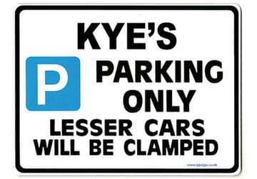 KYE'S Personalised Gift |Unique Present for Him | Parking Sign - Size Large - Metal faced