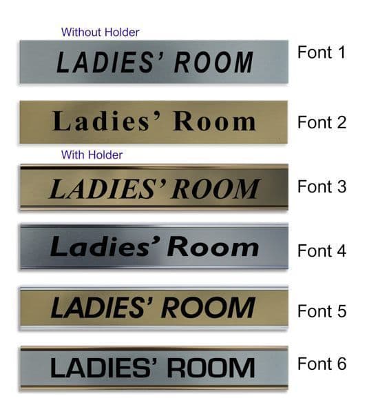 Ladies' Room Door Nameplate | slide in or fixed room sign