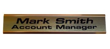 Large Door NamePlate Custom 2 lines of Text| Brushed Brass effect with Gold Aluminium Holder