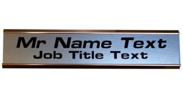 Large Door NamePlate Custom 2 lines of Text| Brushed Stainless Gold Aluminium Holder