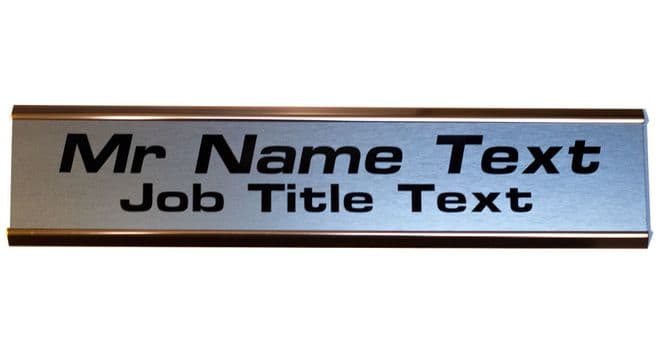 Large Door NamePlate Custom 2 lines of Text| Brushed Stainless Gold Aluminium Holder