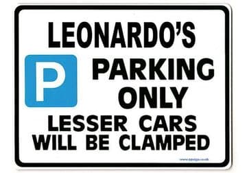 LEONARDO'S Personalised Gift |Unique Present for Him | Parking Sign - Size Large - Metal faced