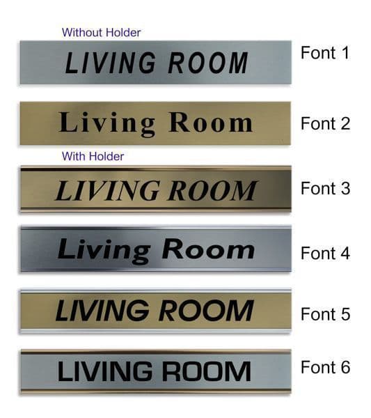 Living Room  Door Nameplate | slide in or fixed room sign