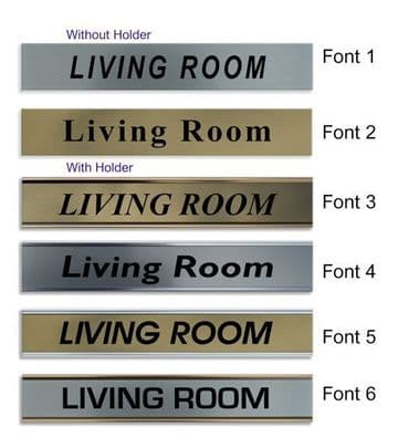 Living Room Door Nameplate | slide in or fixed room sign
