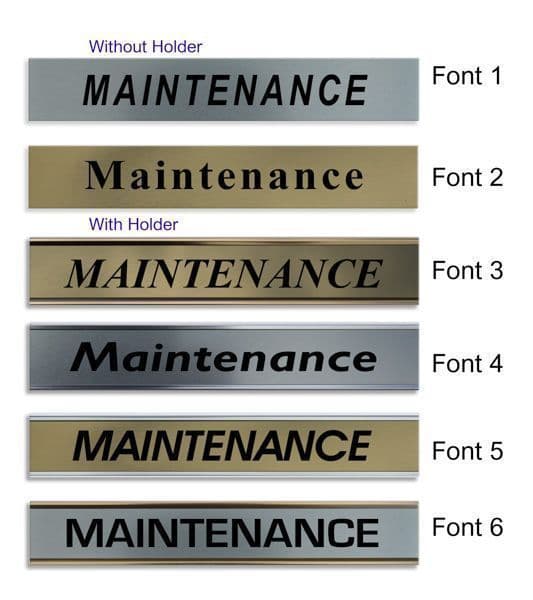 Maintenance Door Nameplate | slide in or fixed room sign