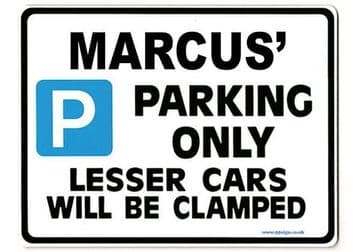 MARCUS' Personalised Gift |Unique Present for Him | Parking Sign - Size Large - Metal faced