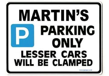 MARTIN'S Personalised Gift |Unique Present for Him | Parking Sign - Size Large - Metal faced