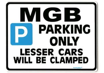 MGB Large Metal ParkingSign for roadster v8 gt