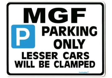 MGF Large Sign for mg f mgtf 1.8 i 1.8i se vvc trophy