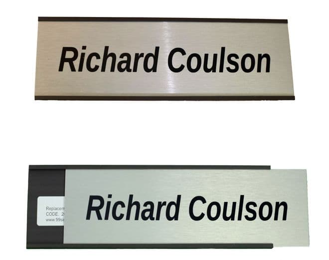 Office Door Sign Room Name brusted silver metal Plate with custom text