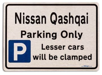 Nissan Qashqai Car Owners Gift| New Parking only Sign | Metal face Brushed Aluminium Nissan Qashqai Model