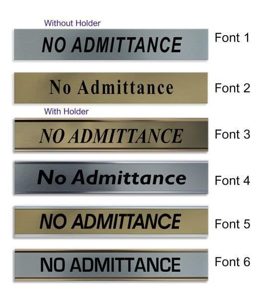 No Admittance Door Nameplate | slide in or fixed room sign