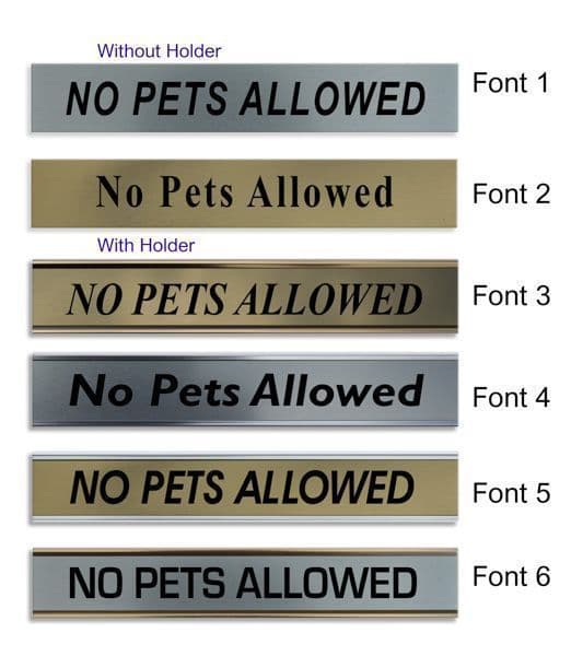 No Pets Allowed Door Nameplate | slide in or fixed room sign