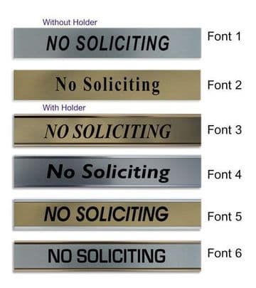 No Soliciting Door Nameplate | slide in or fixed room sign