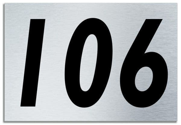 Number 106 Contemporary House Plaque | Brusher Aluminium modern door sign