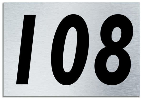 Number 108 Contemporary House Plaque | Brusher Aluminium modern door sign
