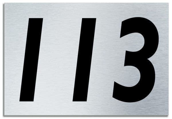 Number 113 Contemporary House Plaque Brusher Aluminium modern door sign
