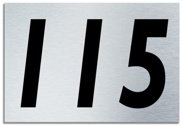 Number 115 Contemporary House Plaque Brusher Aluminium modern door sign