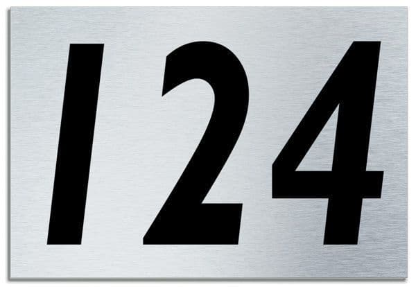 Numbers 124 Number 124 Contemporary House Plaque Brusher Aluminium modern door sign