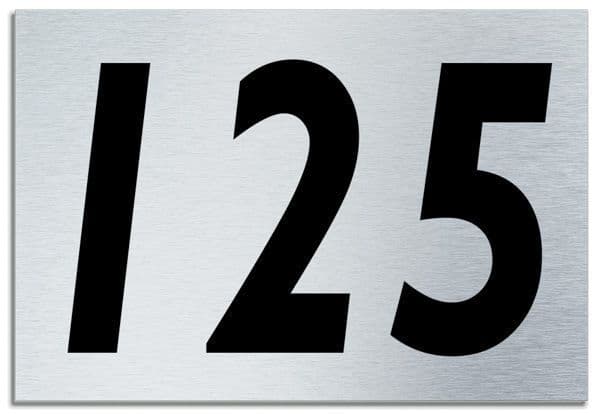 125 Number Format Number 125 Contemporary House Plaque Brusher Aluminium modern door sign