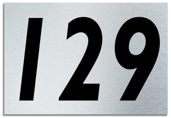 Number 129 Contemporary House Plaque Brusher Aluminium modern door sign