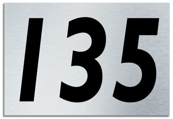 Red Number 135 Number 135 Contemporary House Plaque Brusher Aluminium modern door sign