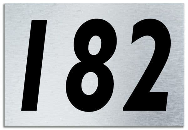 Number 182 Contemporary House Plaque Brusher Aluminium modern door sign