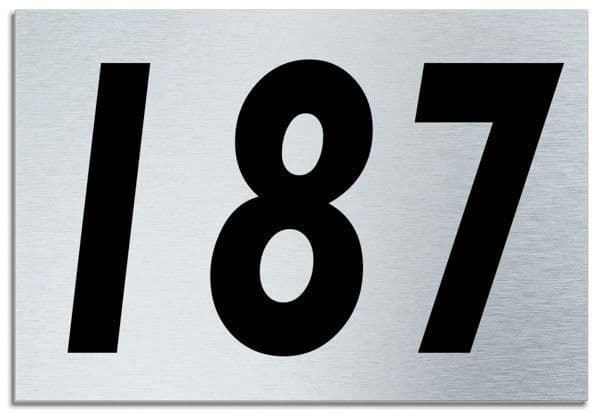 Number 187 Contemporary House Plaque | Brusher Aluminium modern door sign